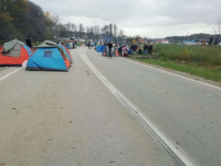 Protest an der bosnisch kroatischen Grenze